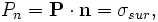  P_n = \mathbf{P} \cdot \mathbf{n} = \sigma_{sur}, 